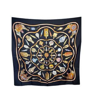 Hermes Black Perfume Bottle Silk Scarf 35in x 35in